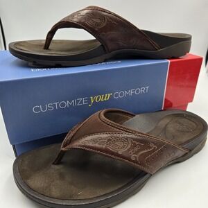 Abeo Balboa Brown Henna Womens 8 Leather Flip Flops Thongs Slip On Sandals